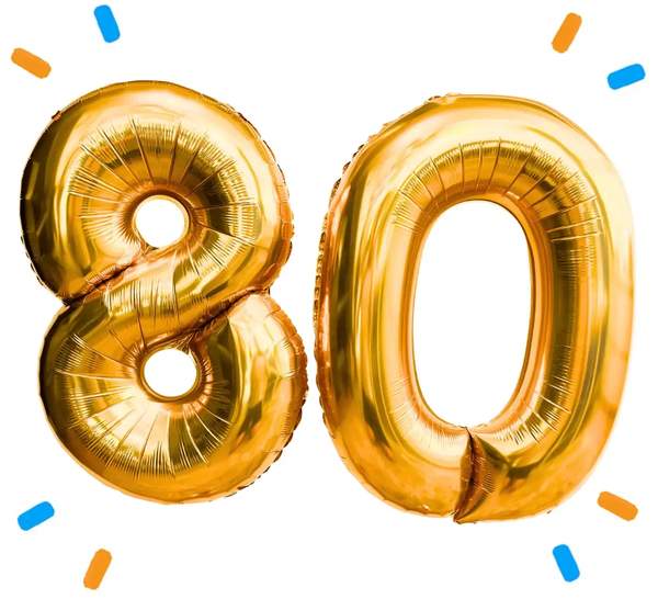 80 Jaar Cijfer Ballonnen Goud - Gevuld Met Helium - 66 cm - Ballonnenshop.nl