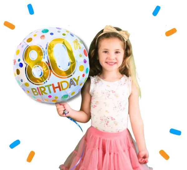 80 Jaar Helium Ballon Stippen - Gevuld Met Helium - 46 cm - Ballonnenshop.nl