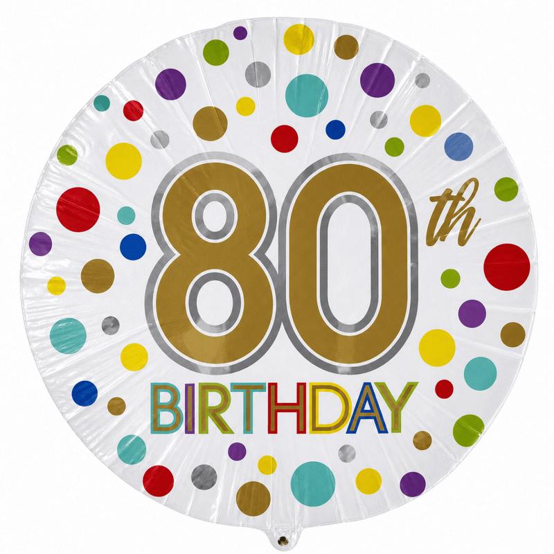 80th Birthday Gekleurd Folie Ballon - 45 cm - Ballonnenshop.nl