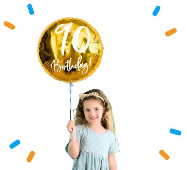 90th Birthday Helium Ballon Goud - Gevuld Met Helium - 45 cm - Ballonnenshop.nl