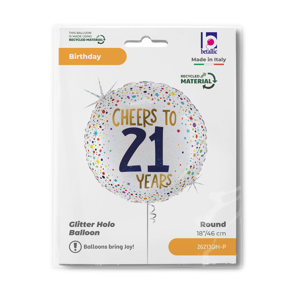 Cheers To 21 Years Folie Ballon - 46 cm