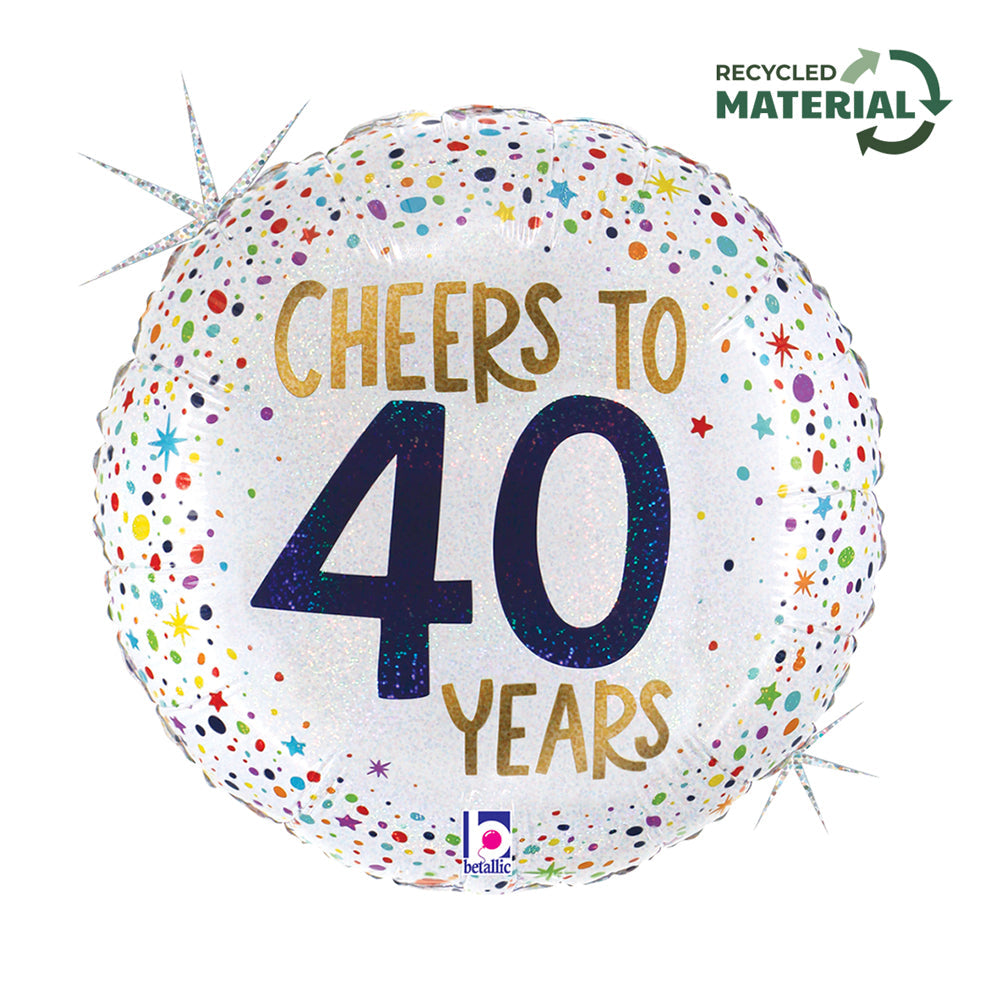 Cheers To 40 Years Folie Ballon - 46 cm
