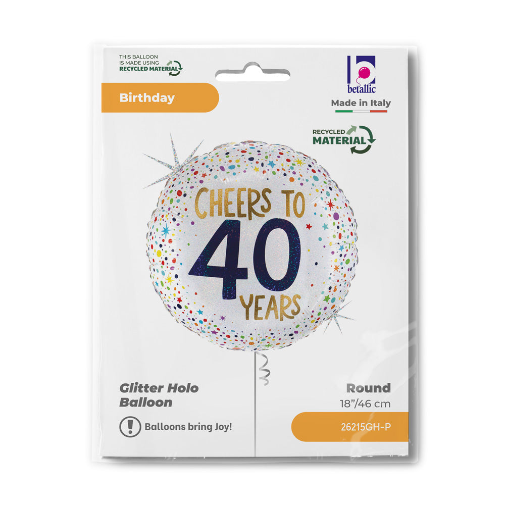 Cheers To 40 Years Folie Ballon - 46 cm