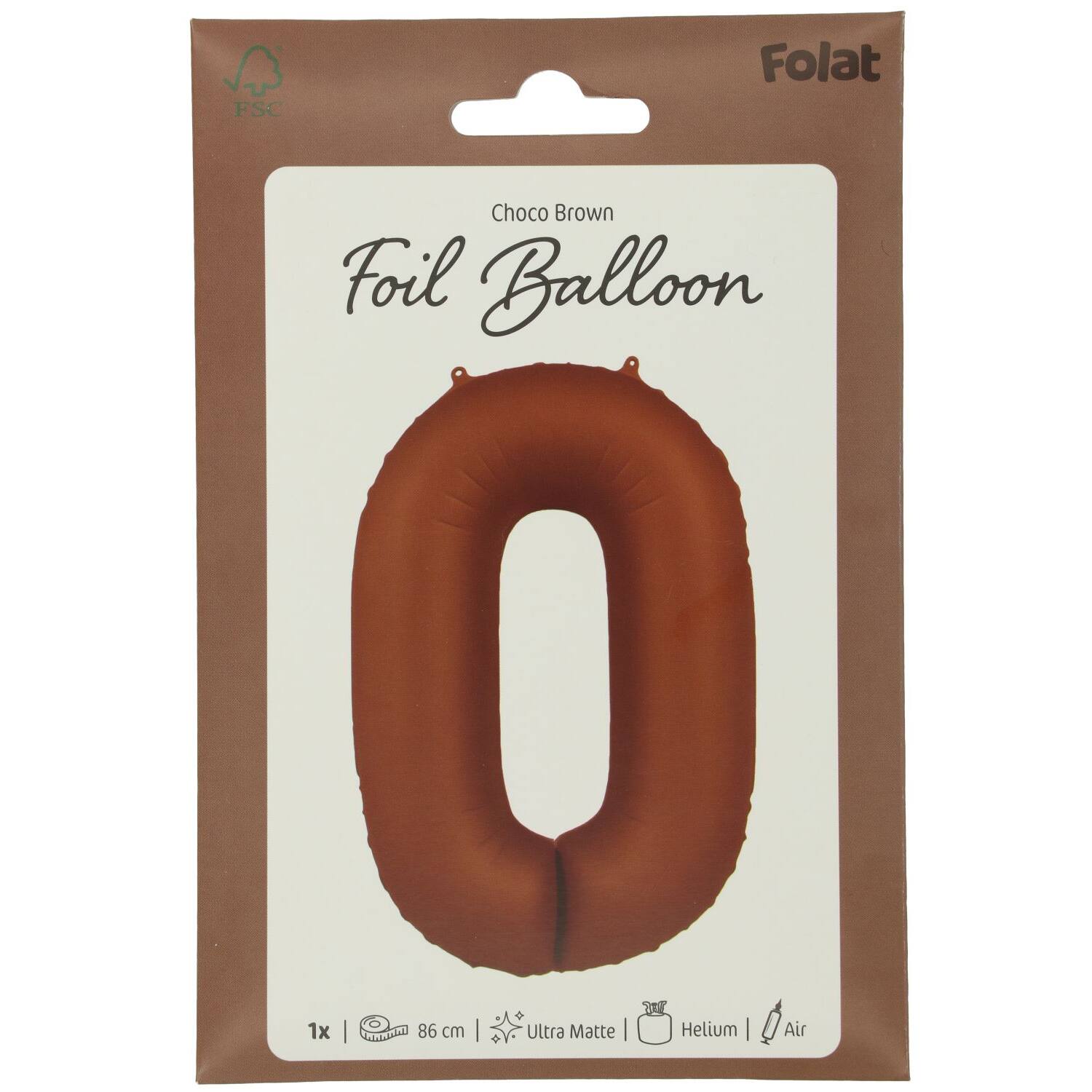 Cijfer Ballon 0 - Bruin - 86 cm