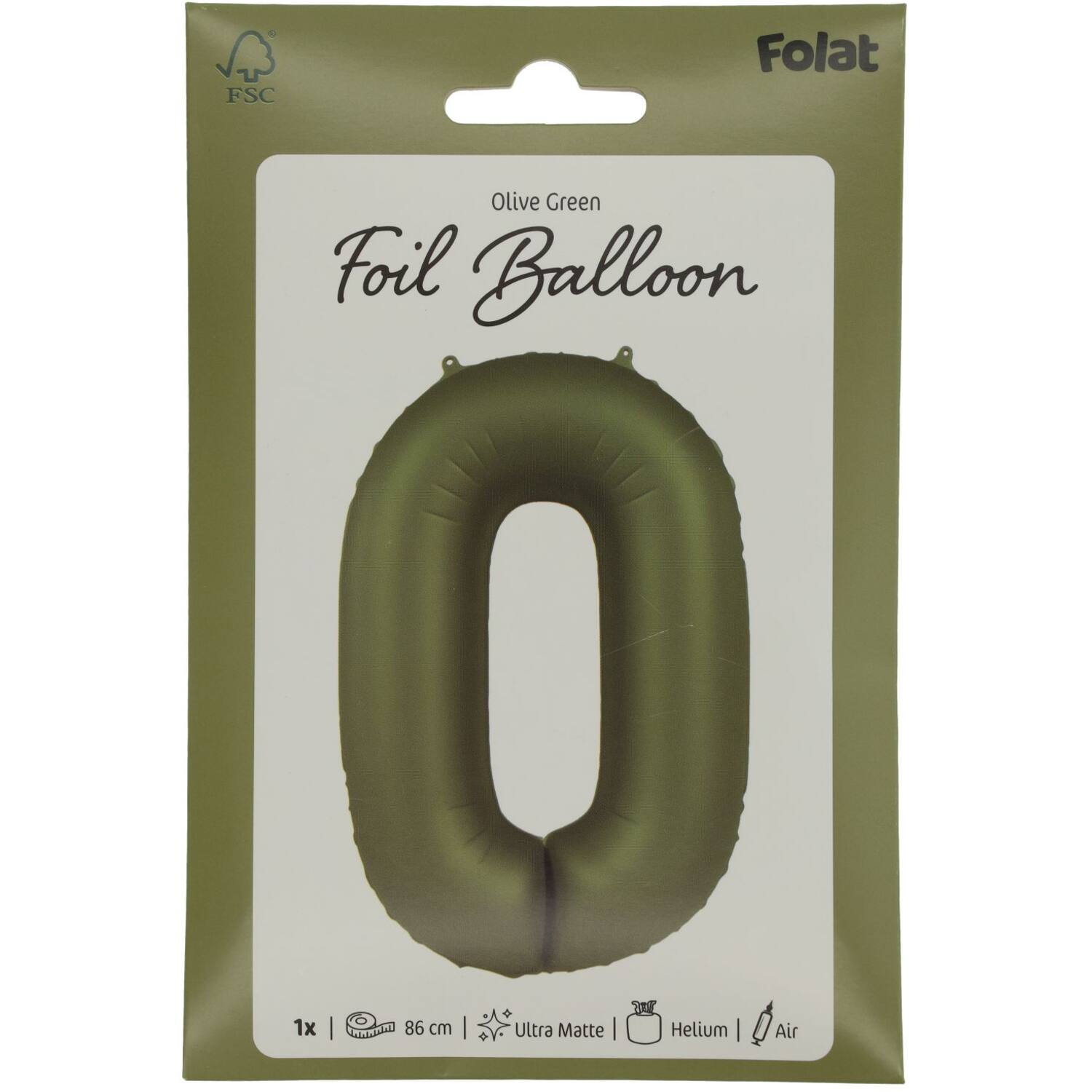 Cijfer Ballon 0 - Groen - 86 cm