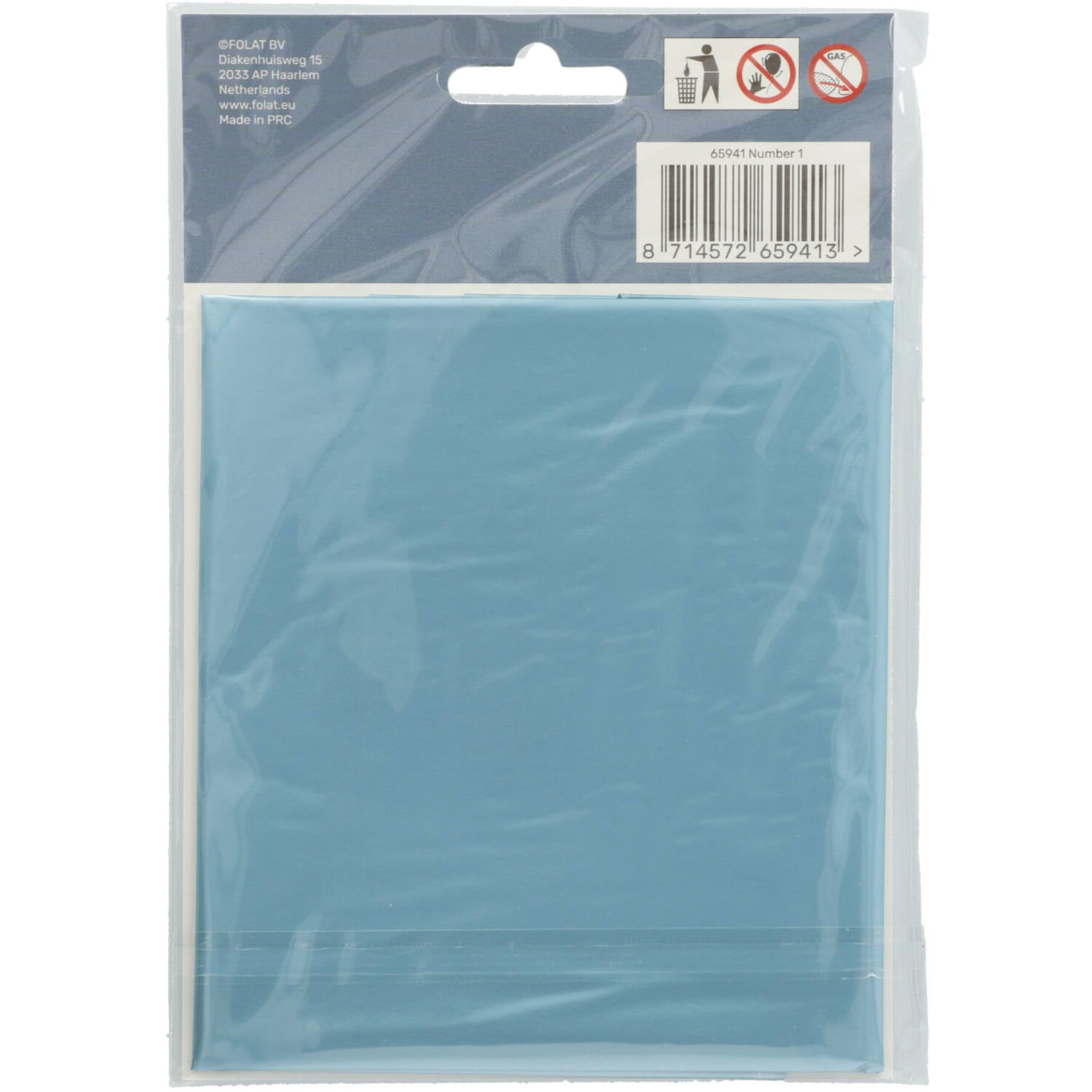 Cijfer Ballon 1 - Pastel Blauw - 86 cm