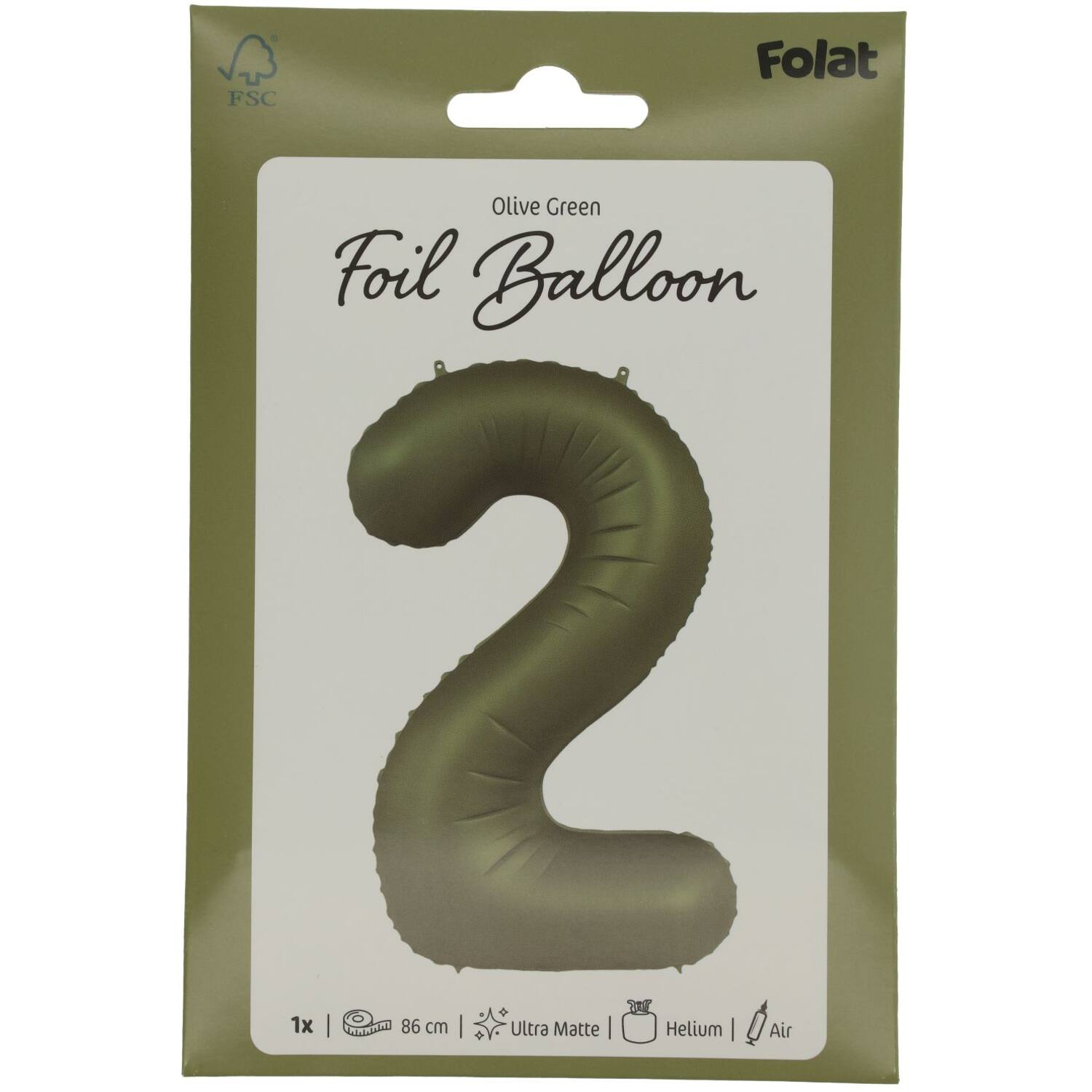 Cijfer Ballon 2 - Groen - 86 cm