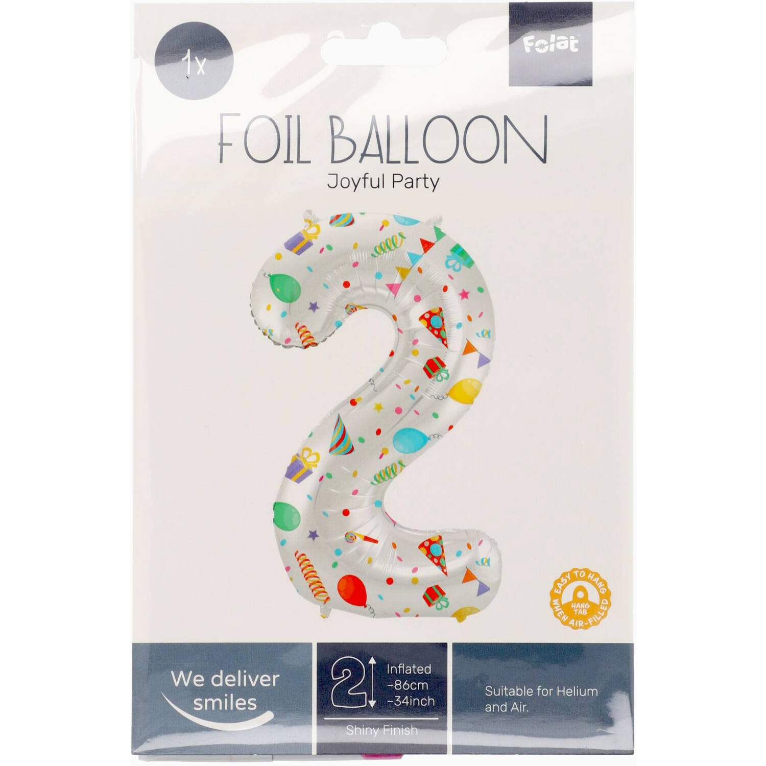 Cijfer Ballon 2 - Joyful Party - 86 cm