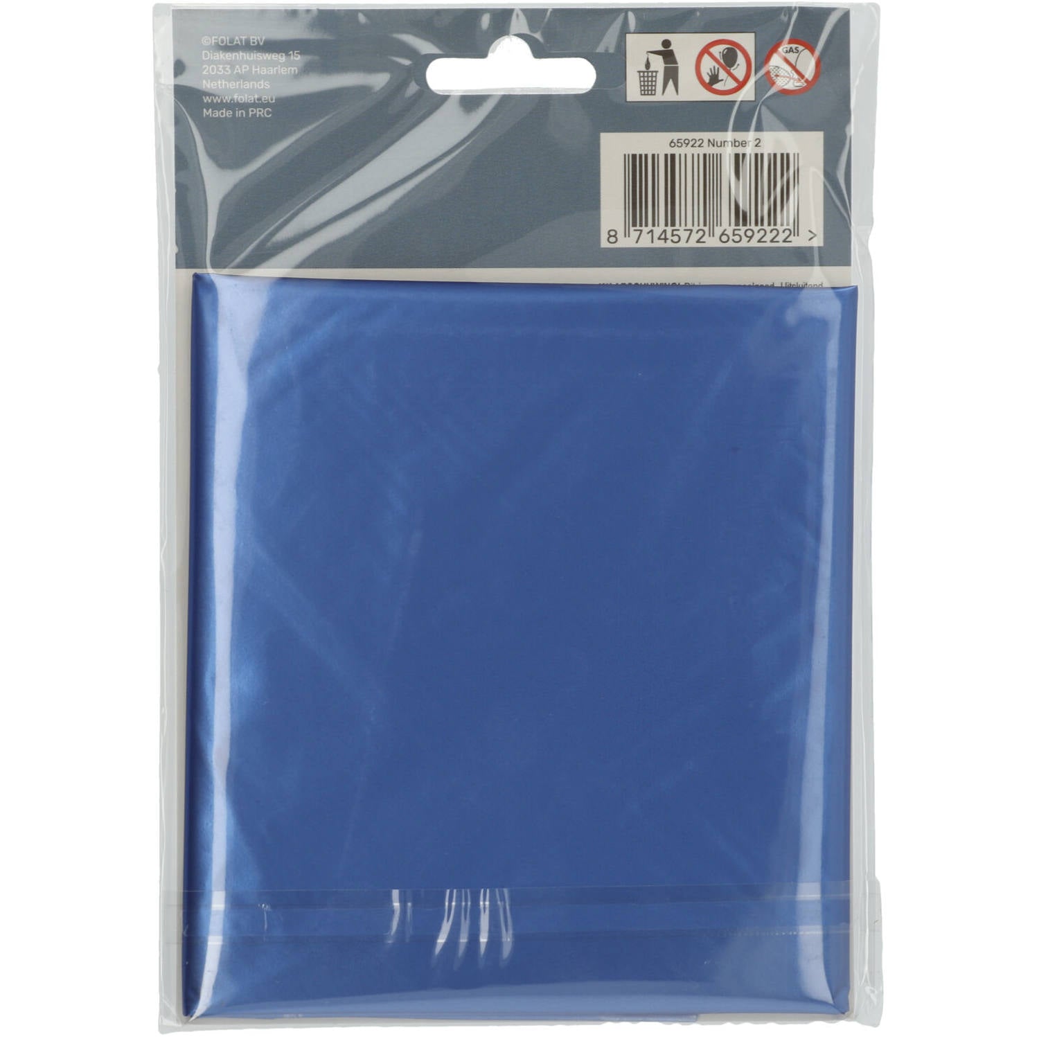 Cijfer Ballon 2 - Mat Blauw - 86 cm