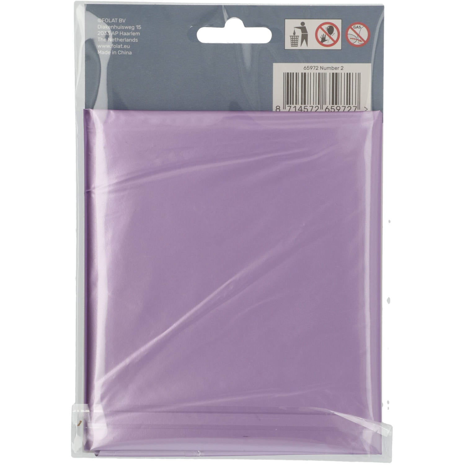 Cijfer Ballon 2 - Paars - 86 cm