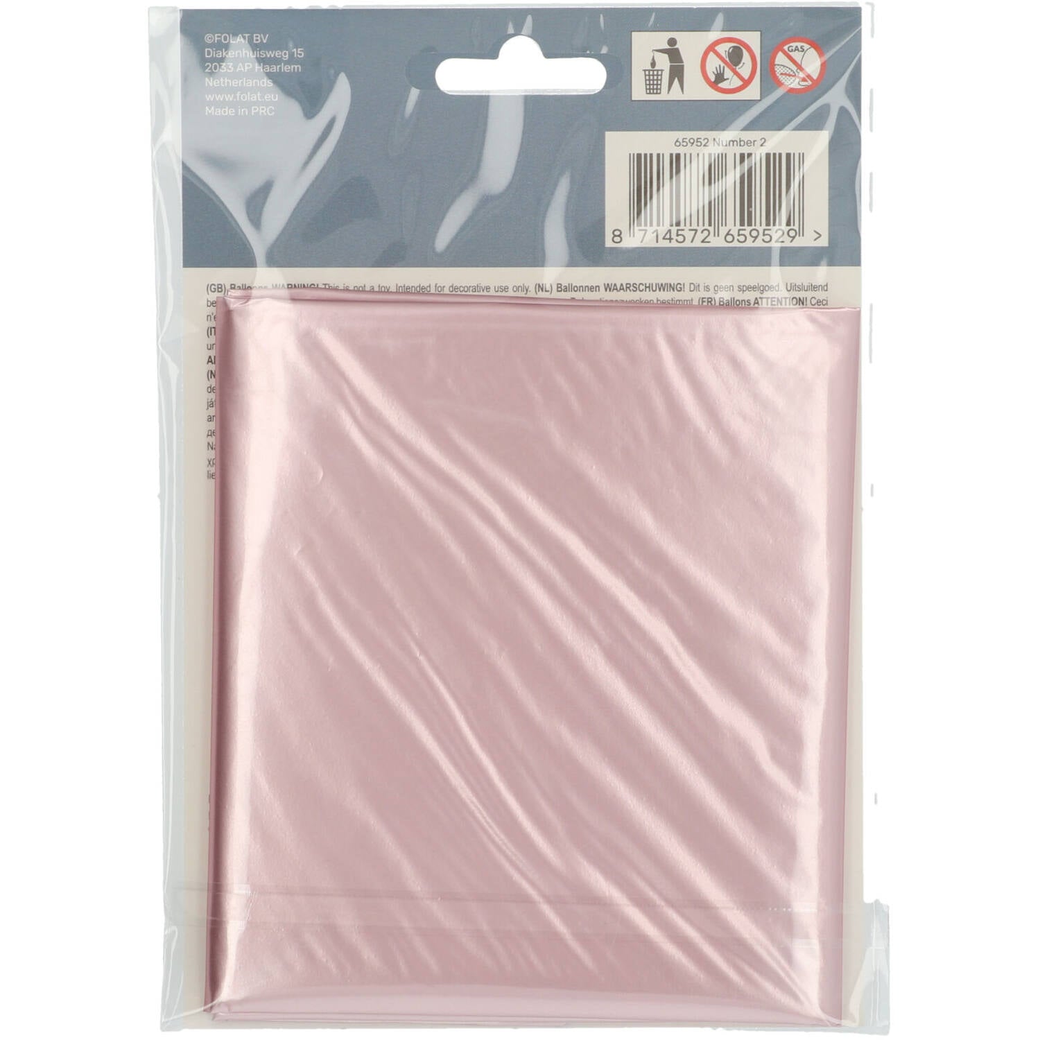 Cijfer Ballon 2 - Pastel Roze - 86 cm
