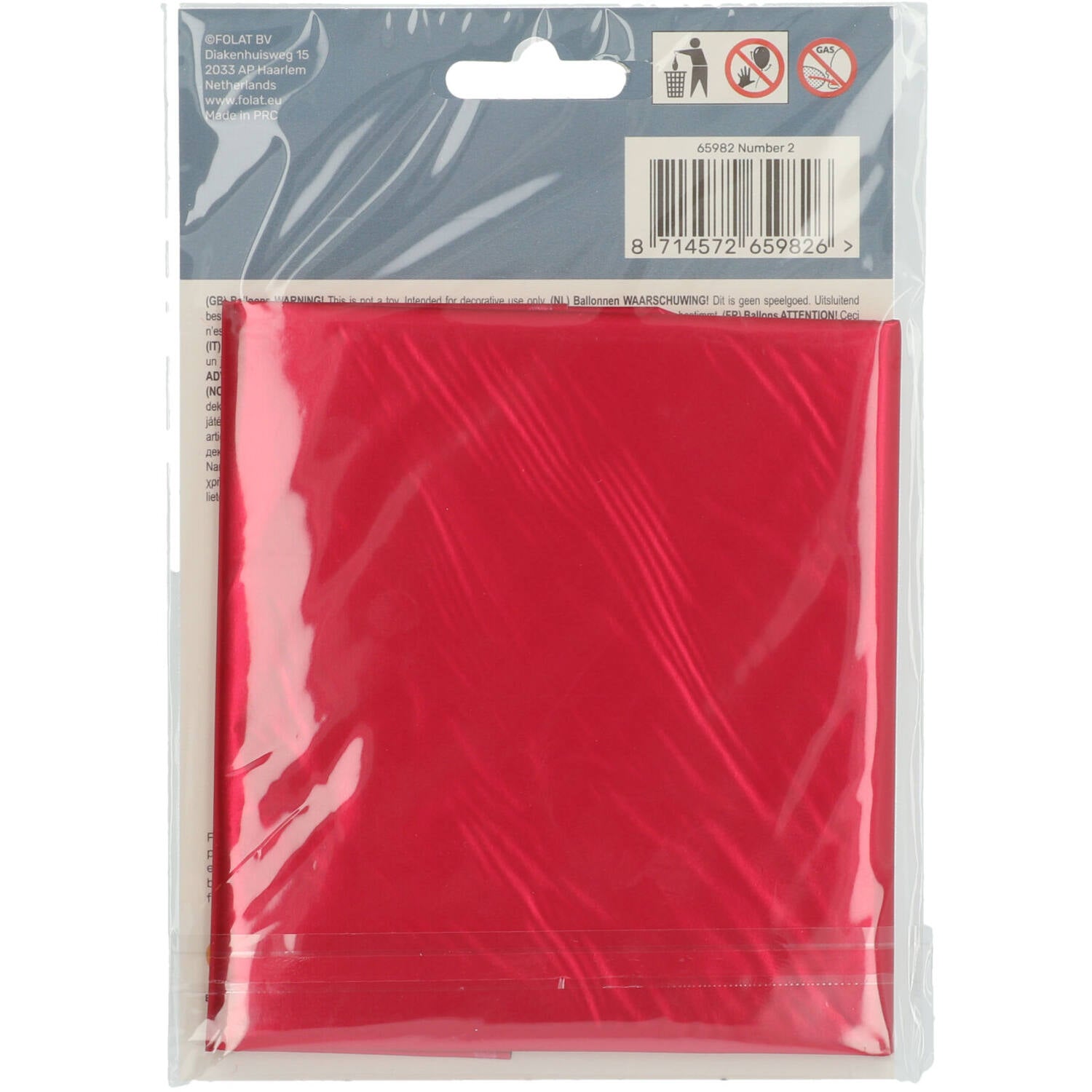 Cijfer Ballon 2 - Rood - 86 cm