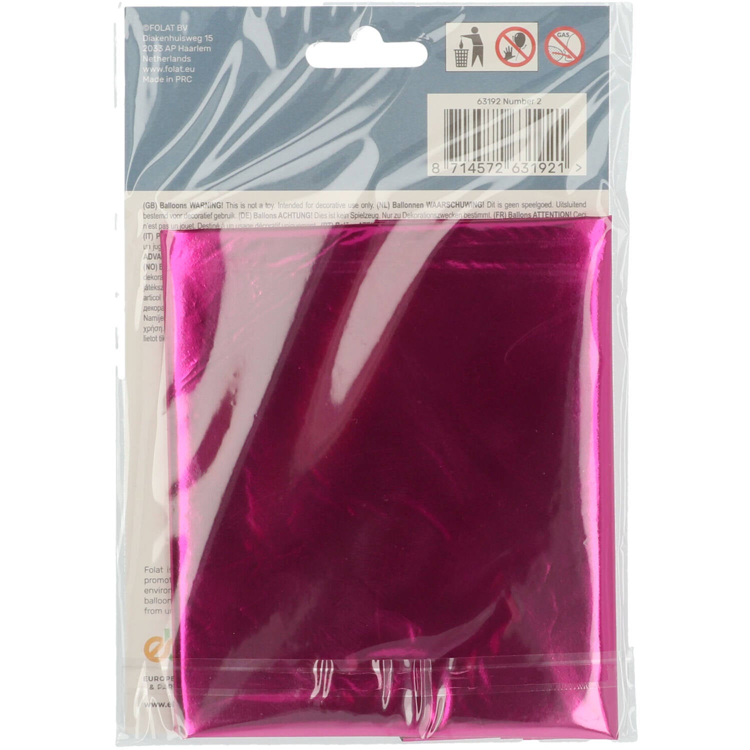 Cijfer Ballon 2 - Roze - 86 cm