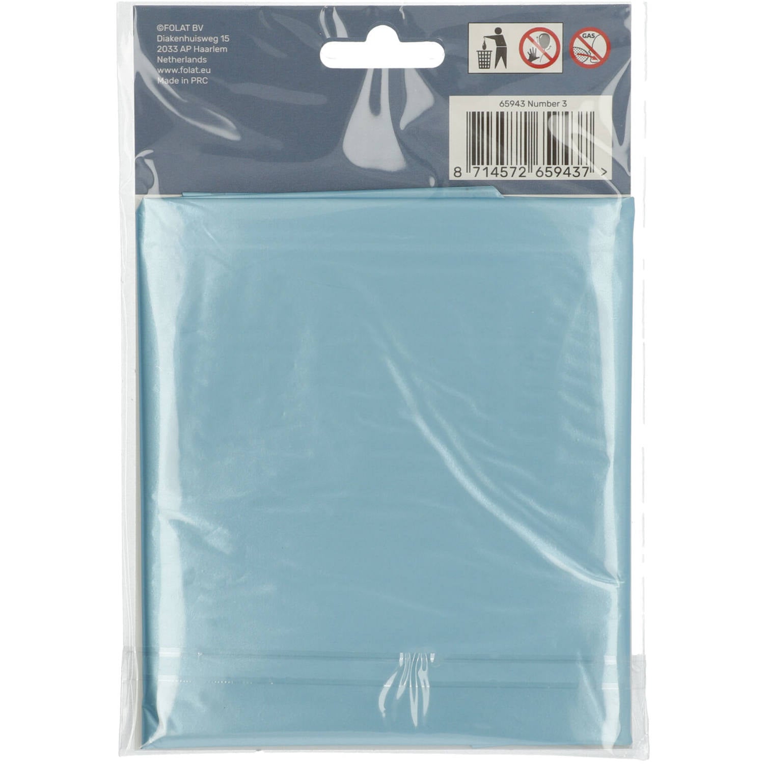 Cijfer Ballon 3 - Pastel Blauw - 86 cm