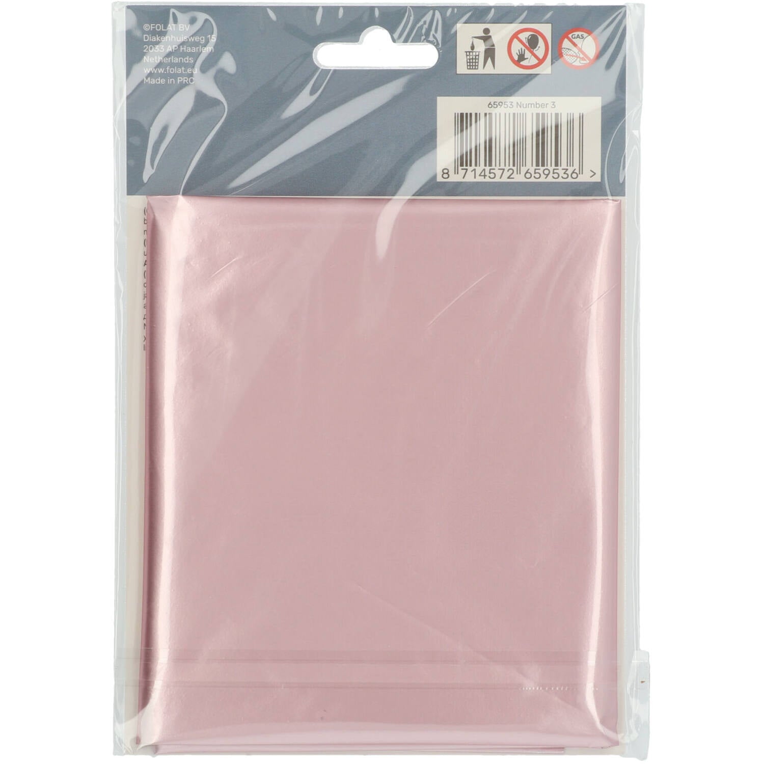 Cijfer Ballon 3 - Pastel Roze - 86 cm