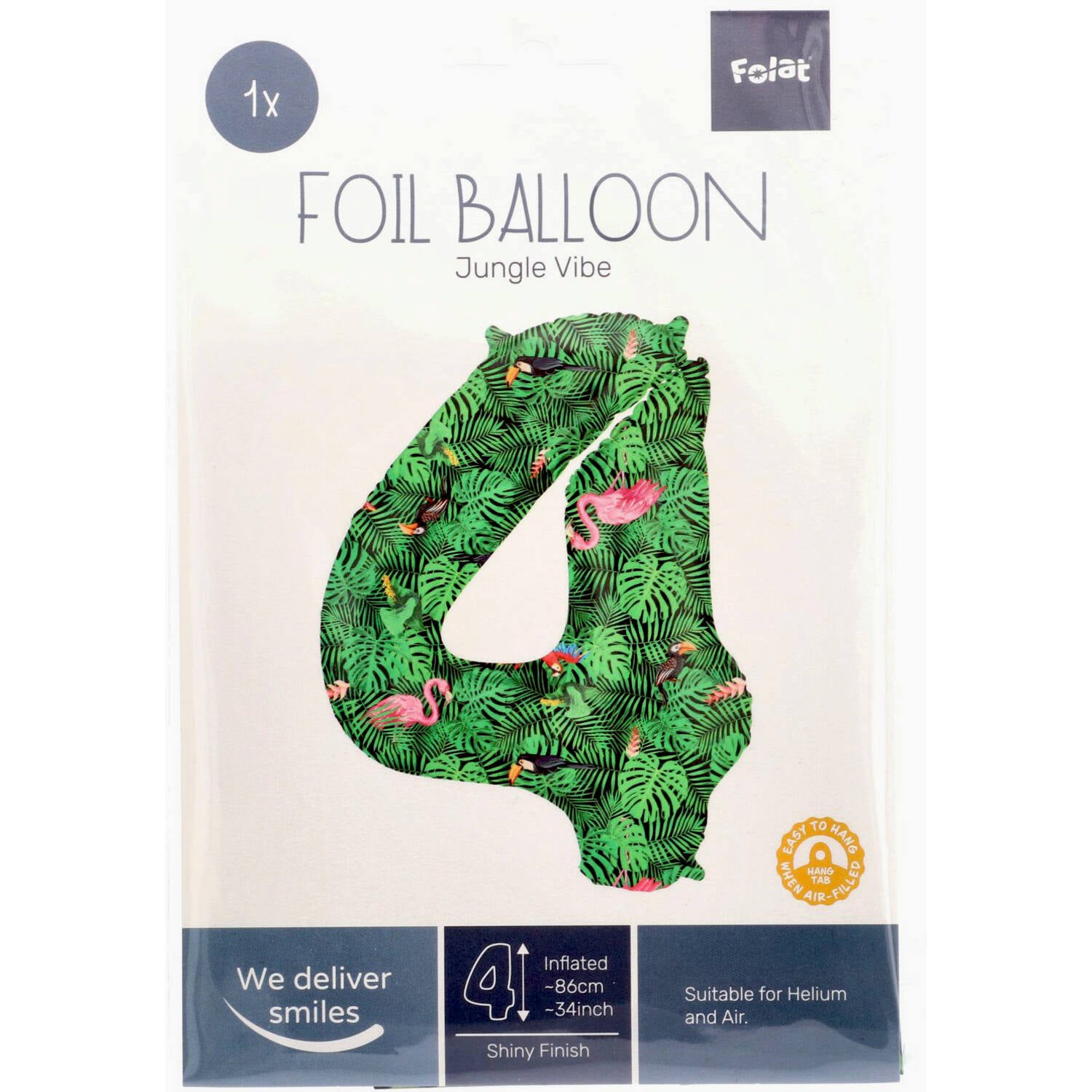 Cijfer Ballon 4 - Jungle - 86 cm