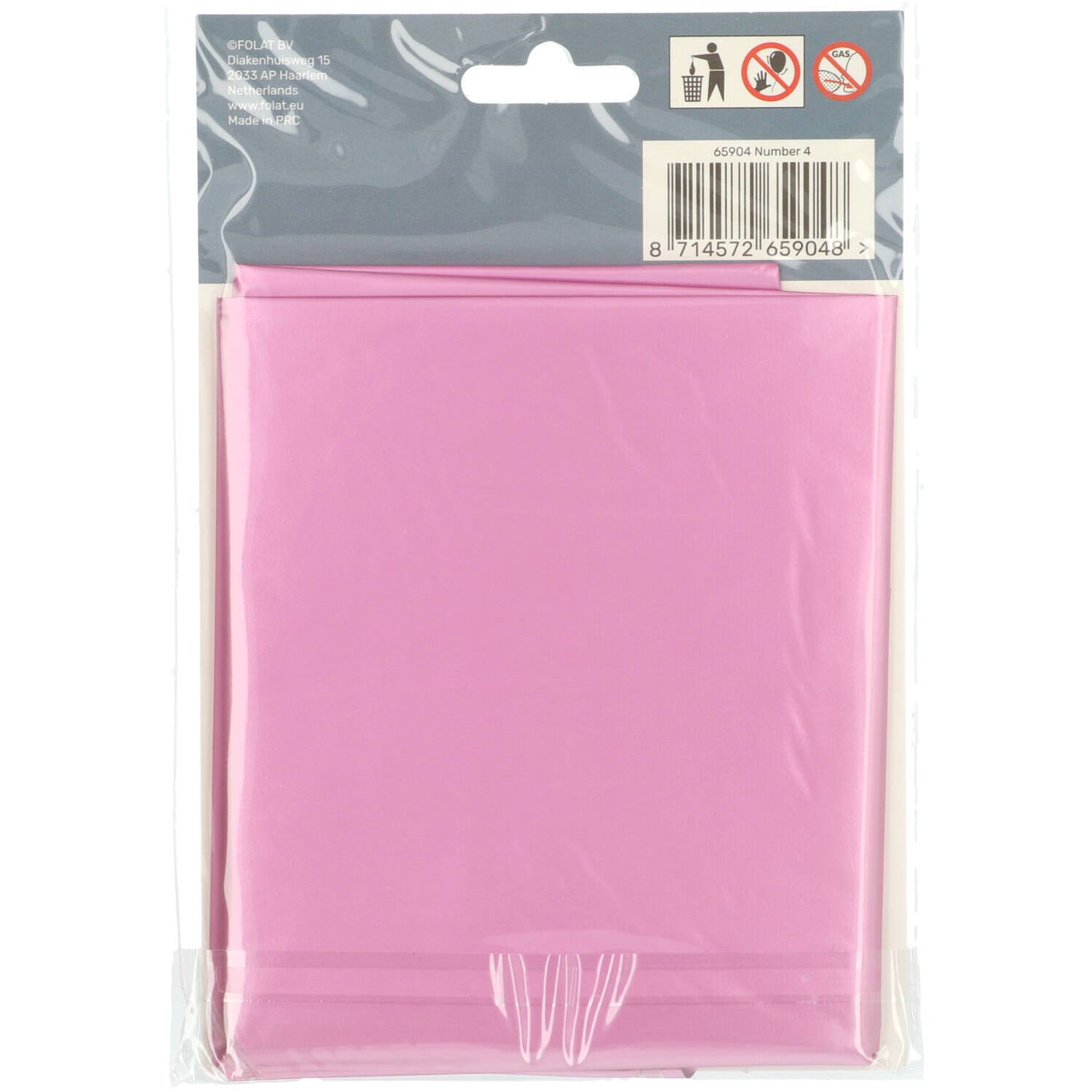 Cijfer Ballon 4 - Mat Roze - 86 cm