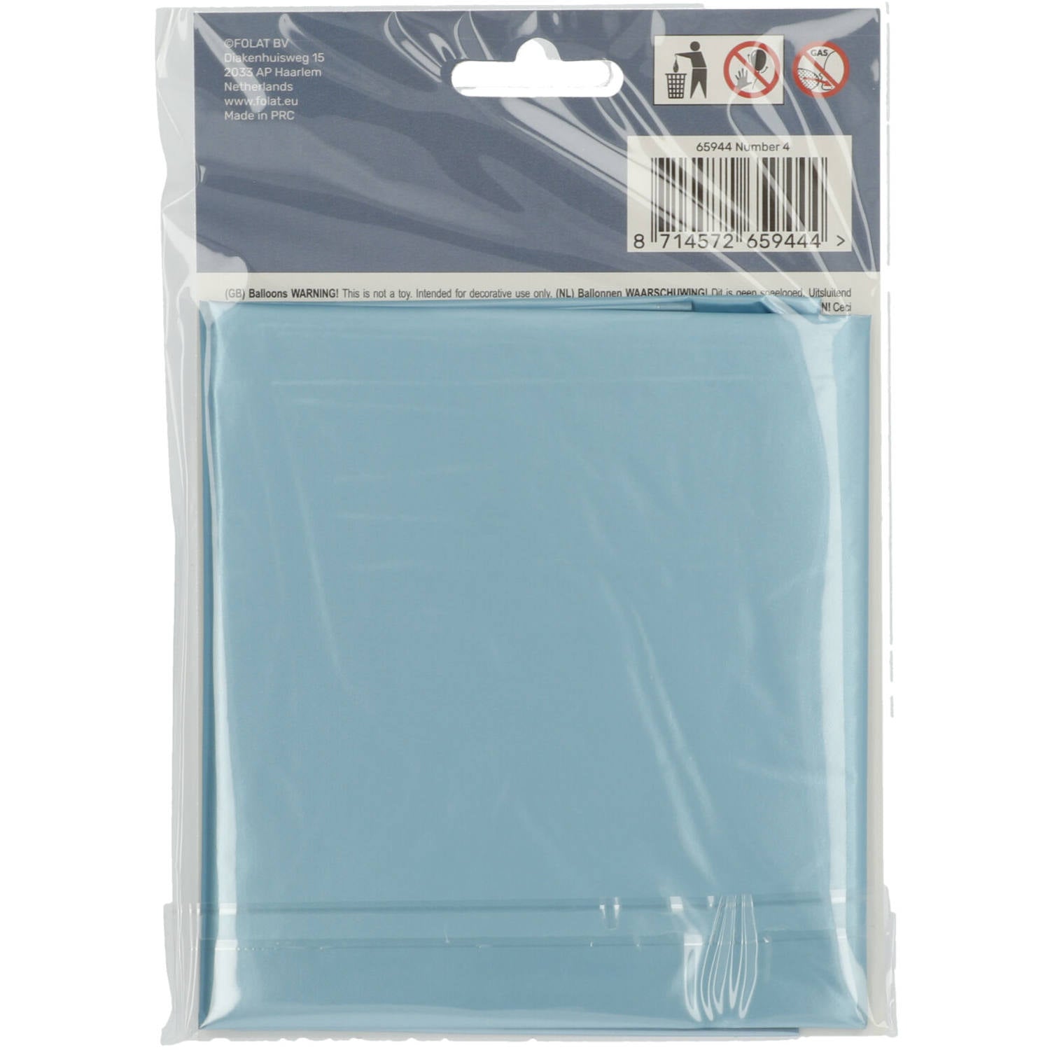 Cijfer Ballon 4 - Pastel Blauw - 86 cm