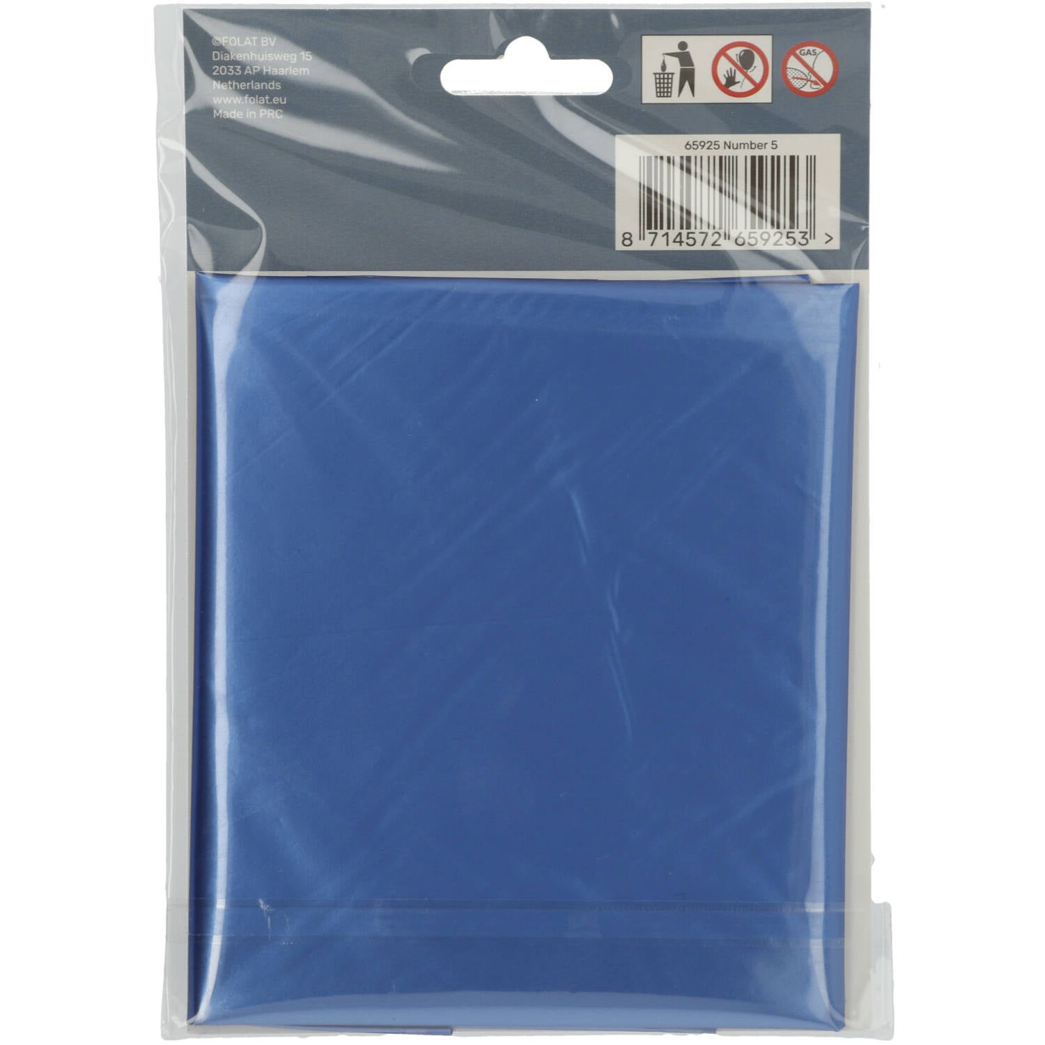 Cijfer Ballon 5 - Mat Blauw - 86 cm
