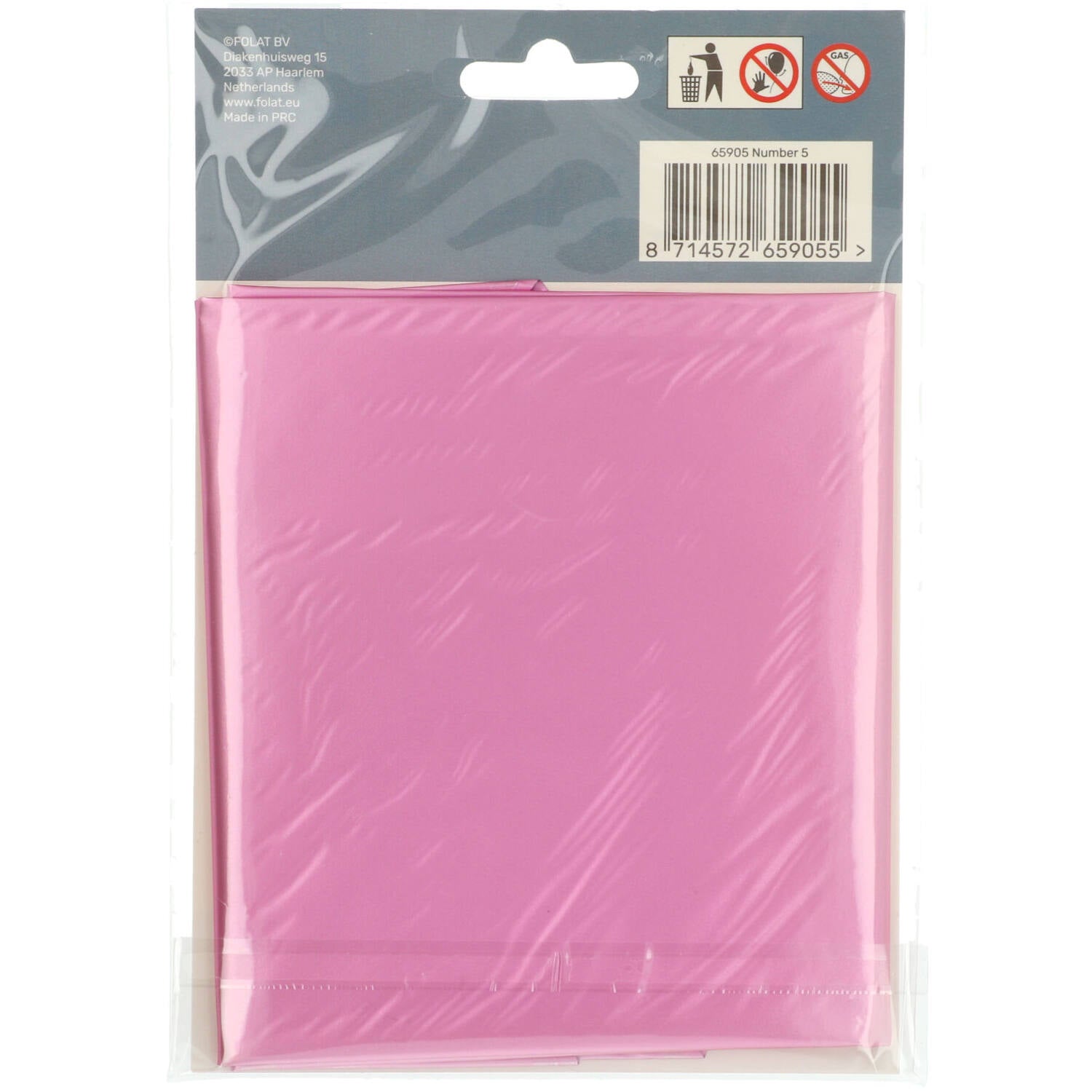 Cijfer Ballon 5 - Mat Roze - 86 cm
