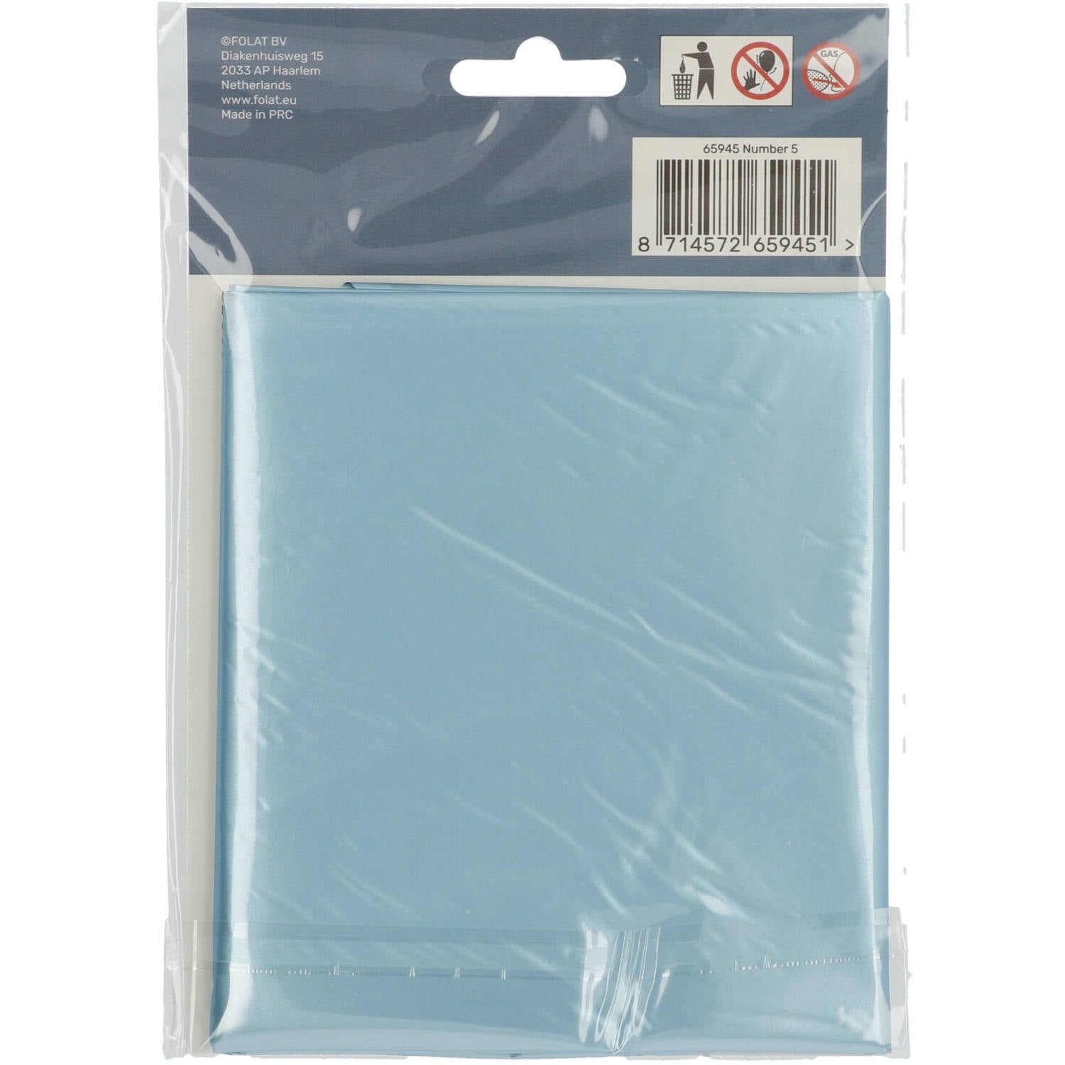 Cijfer Ballon 5 - Pastel Blauw - 86 cm