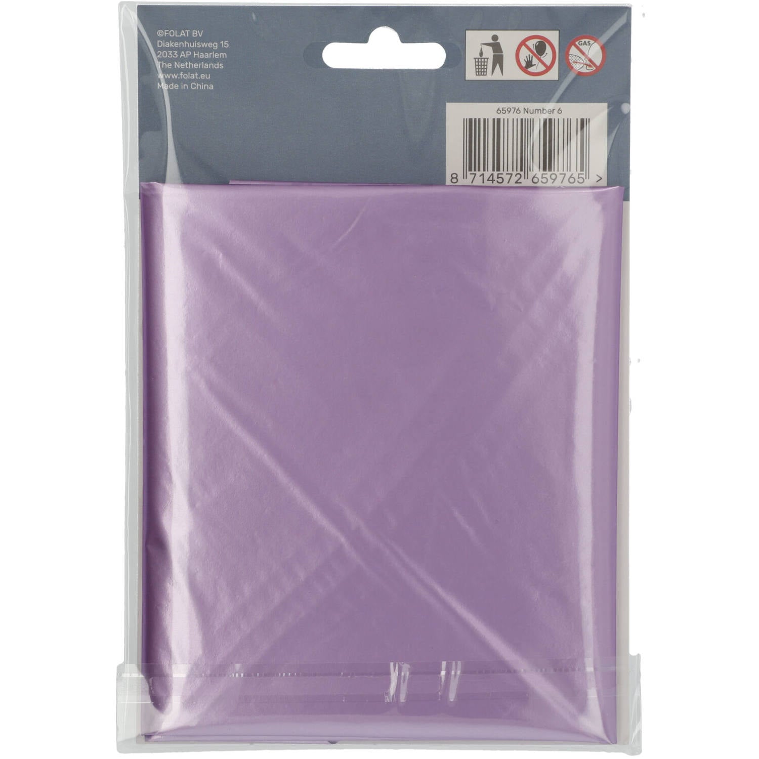 Cijfer Ballon 6 - Paars - 86 cm