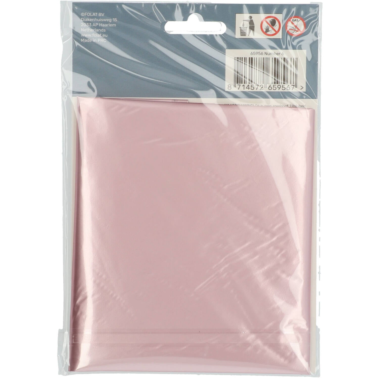 Cijfer Ballon 6 - Pastel Roze - 86 cm