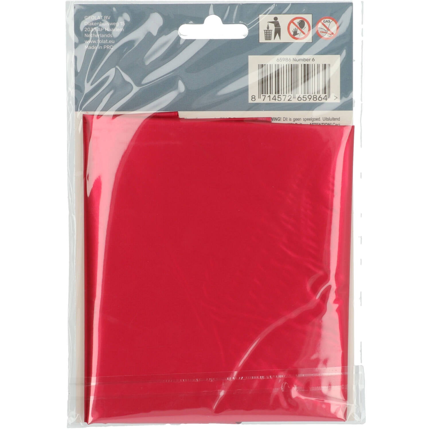 Cijfer Ballon 6 - Rood - 86 cm