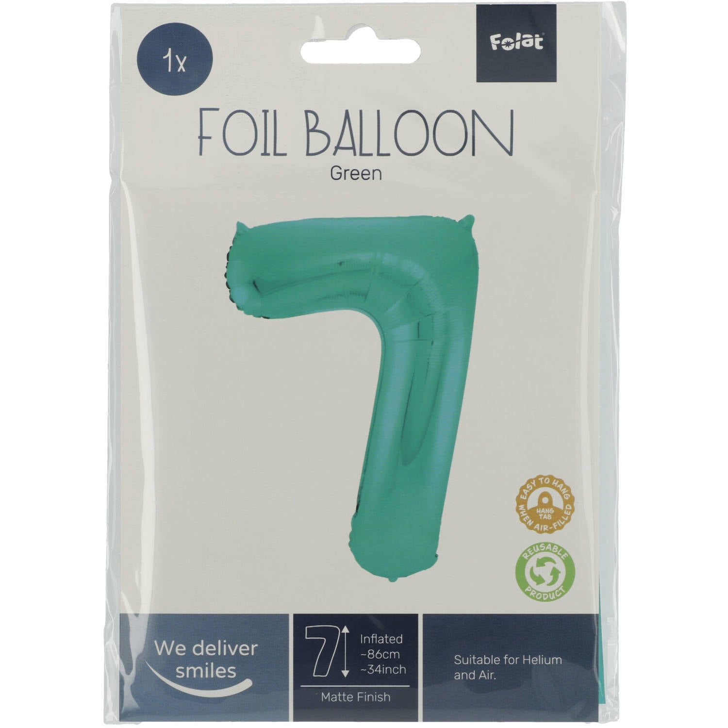 Cijfer Ballon 7 - Licht Groen - 86 cm