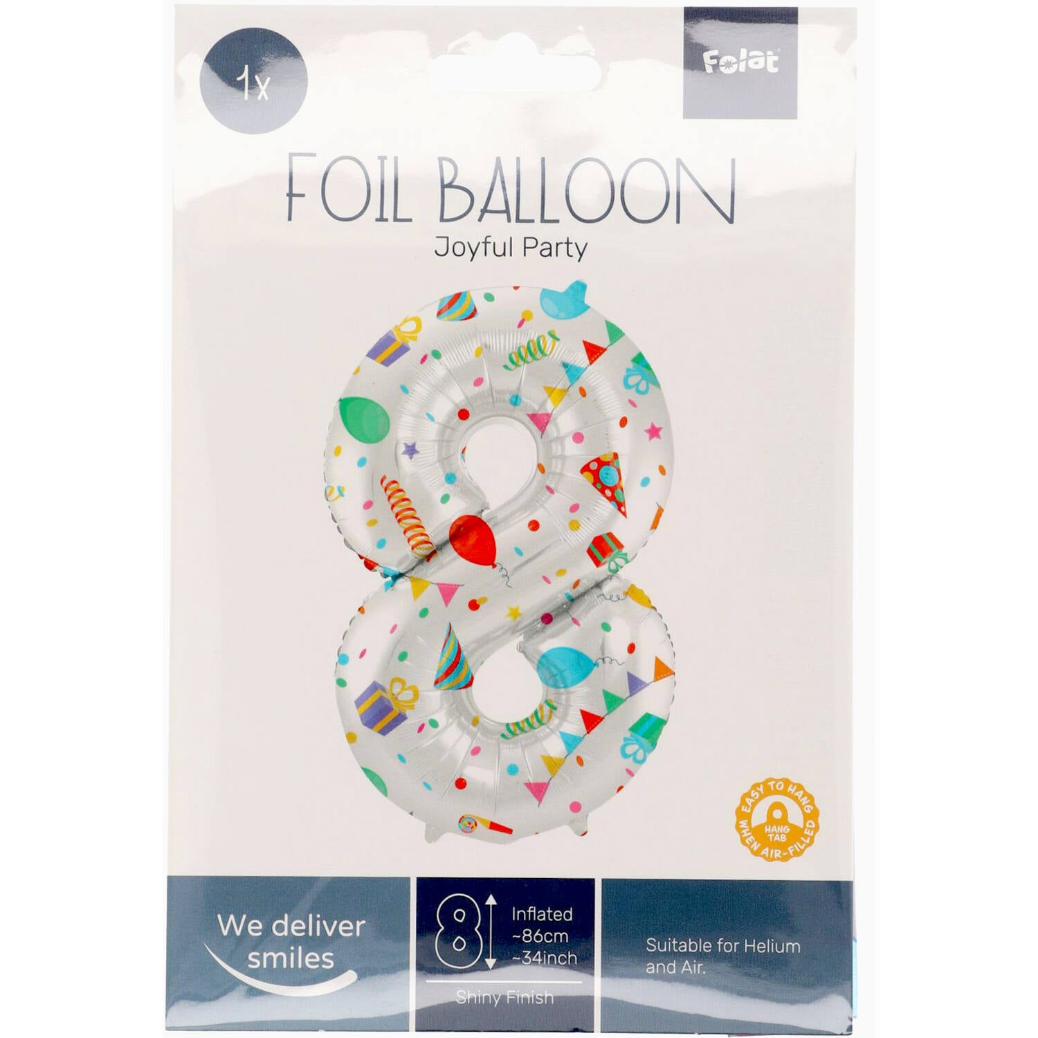 Cijfer Ballon 8 - Joyful Party - 86 cm