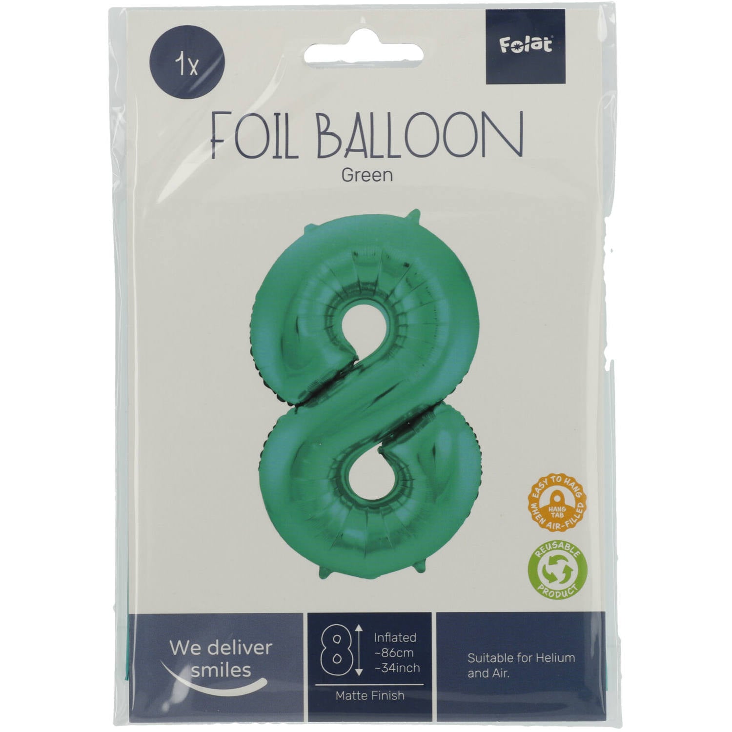 Cijfer Ballon 8 - Licht Groen - 86 cm