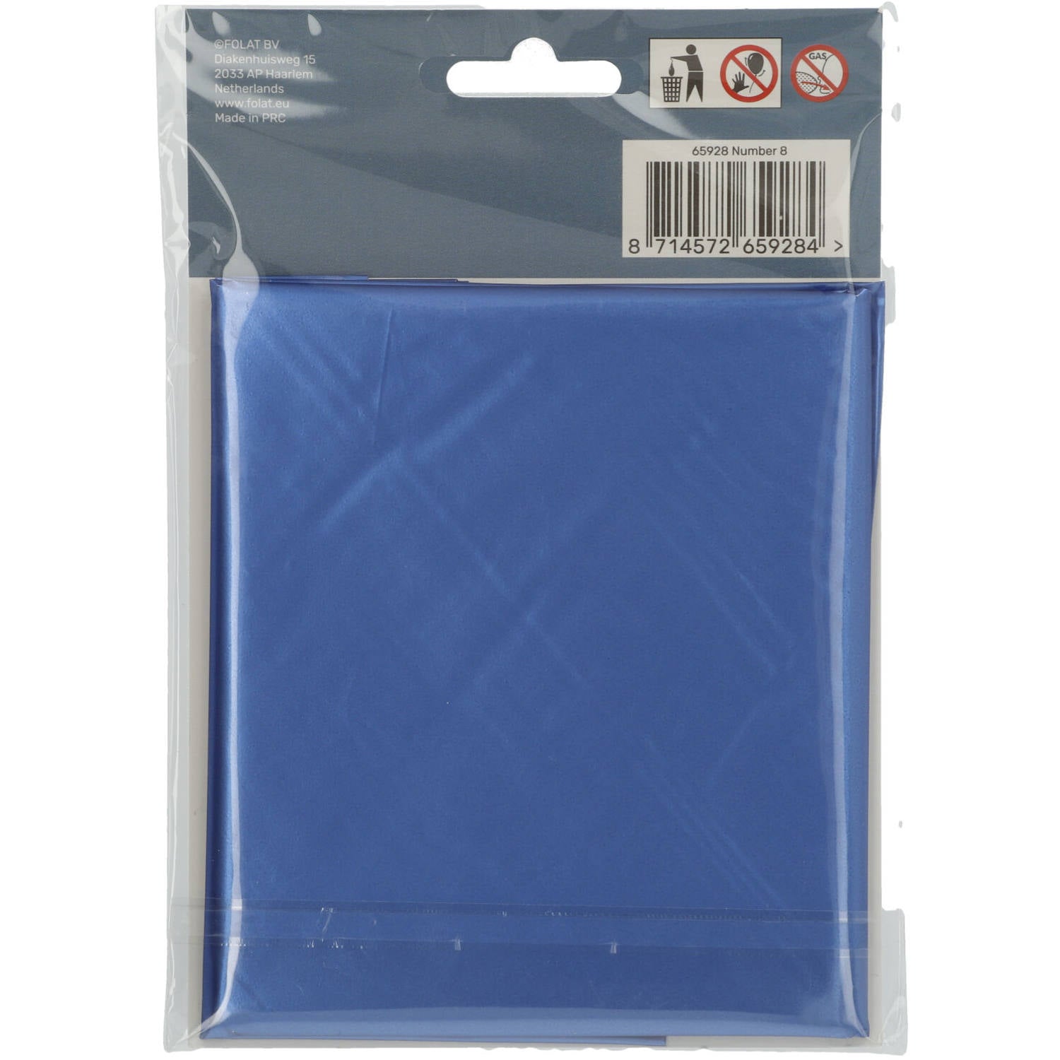 Cijfer Ballon 8 - Mat Blauw - 86 cm