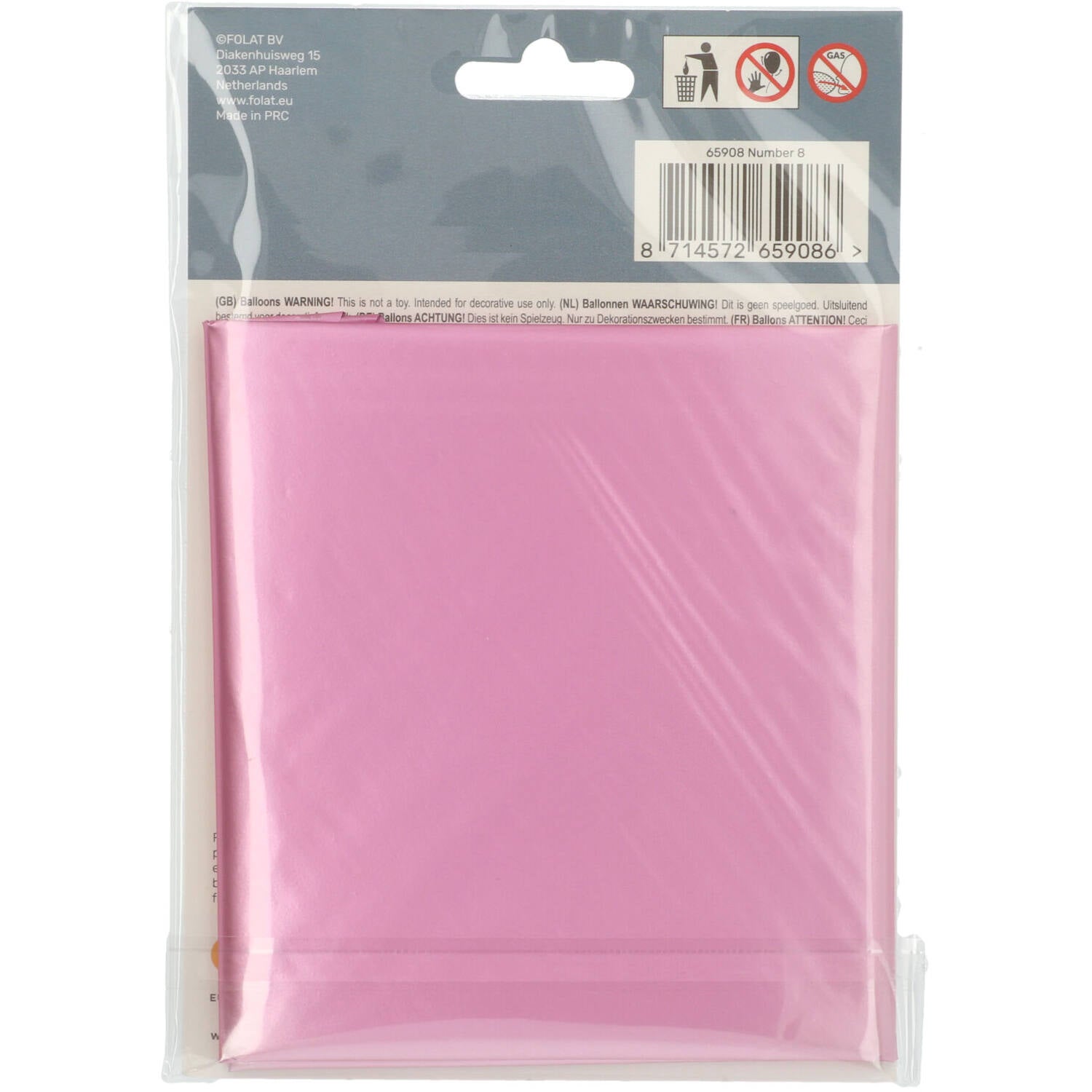 Cijfer Ballon 8 - Mat Roze - 86 cm
