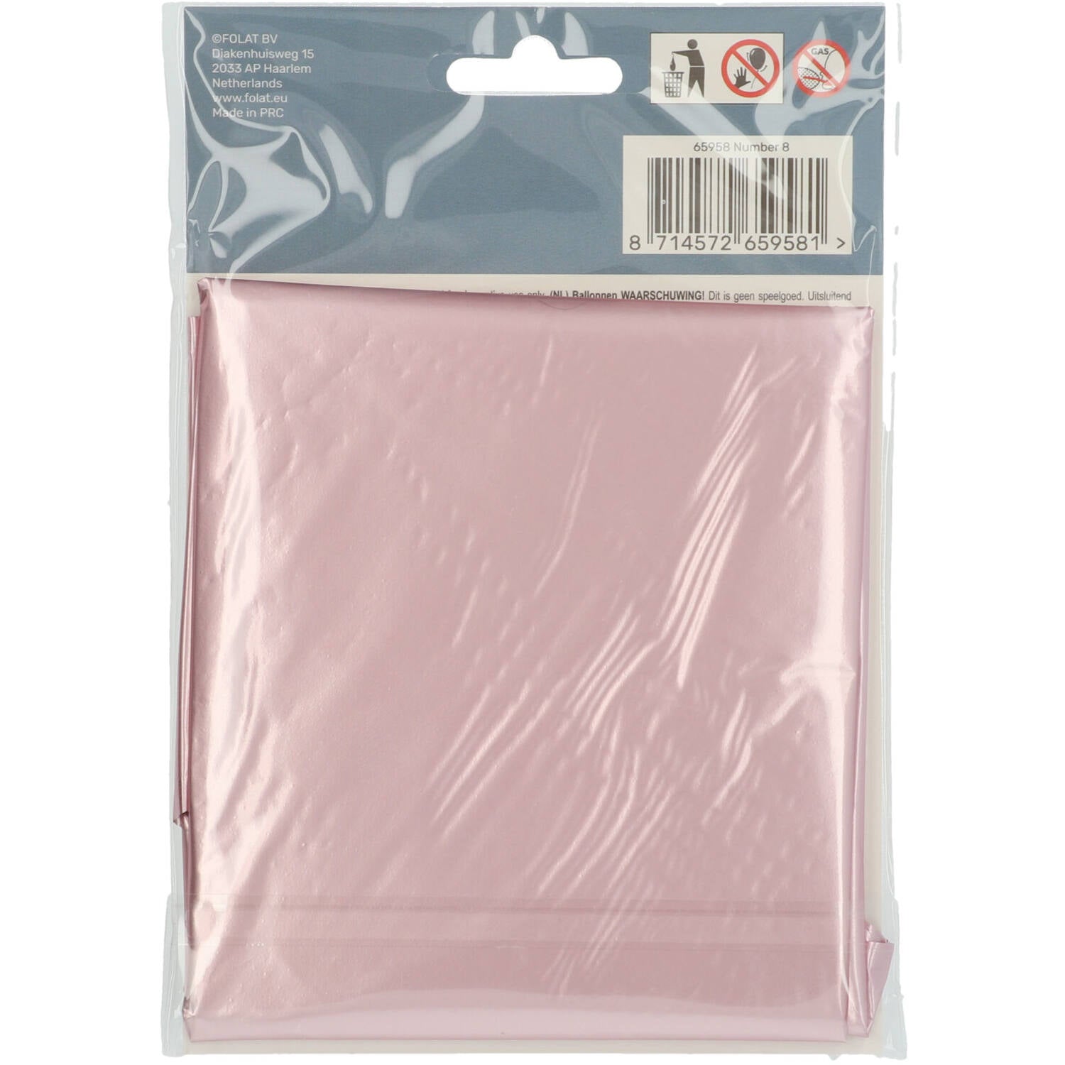 Cijfer Ballon 8 - Pastel Roze - 86 cm