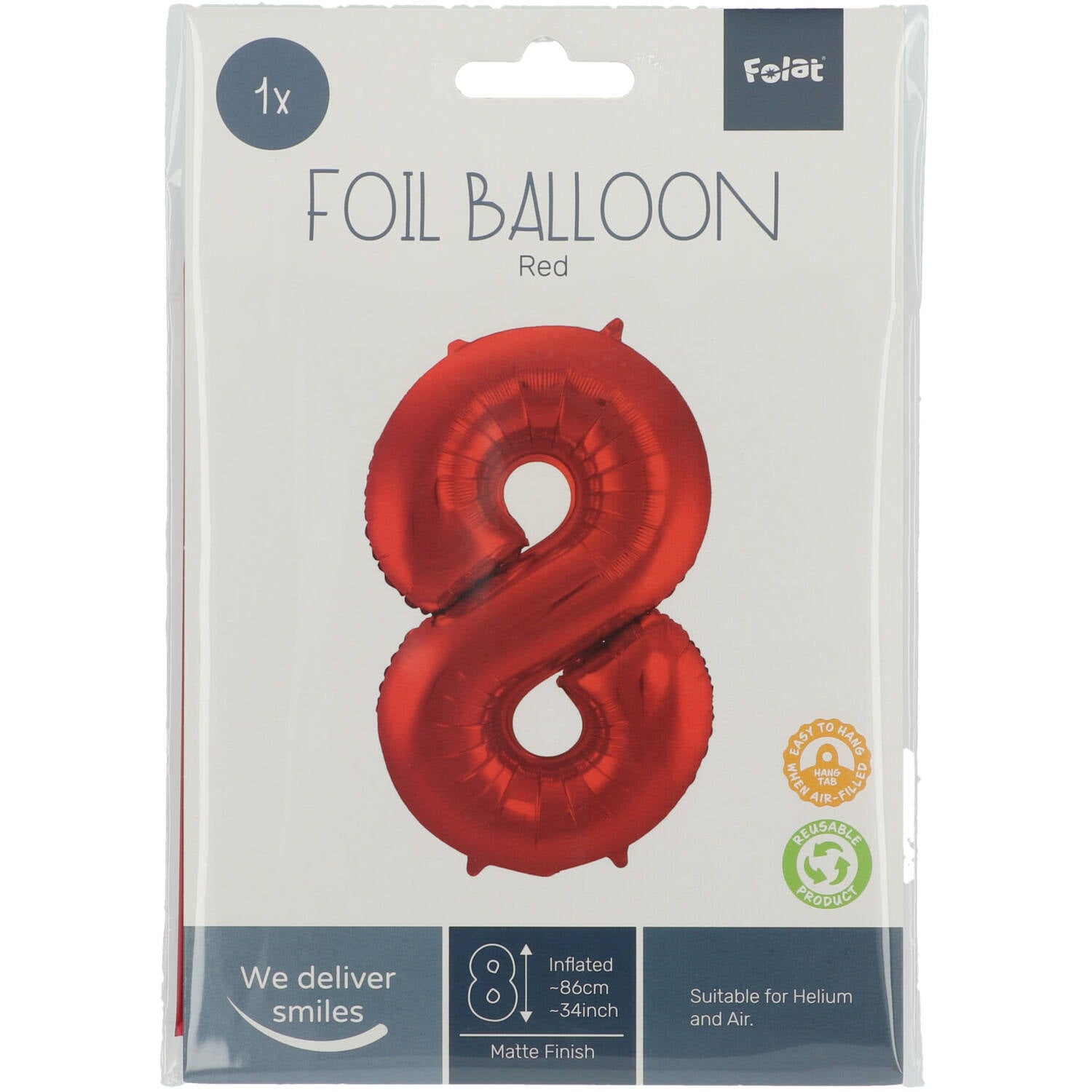 Cijfer Ballon 8 - Rood - 86 cm