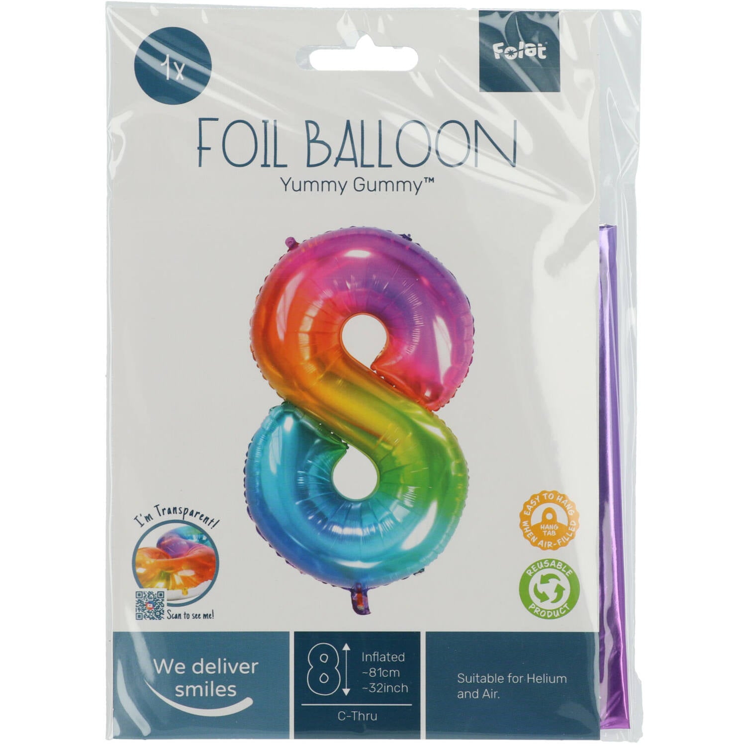 Cijfer Ballon 8 - Yummy Gummy - 86 cm