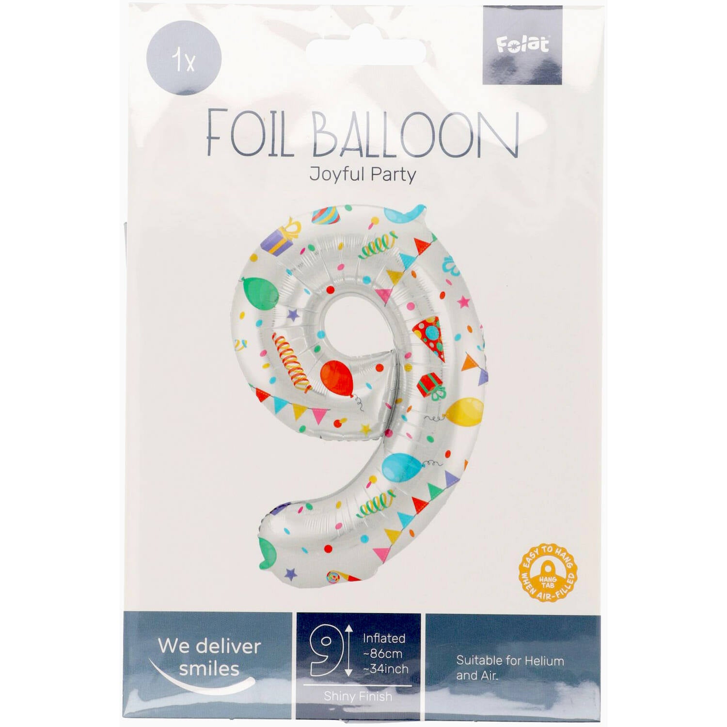Cijfer Ballon 9 - Joyful Party - 86 cm