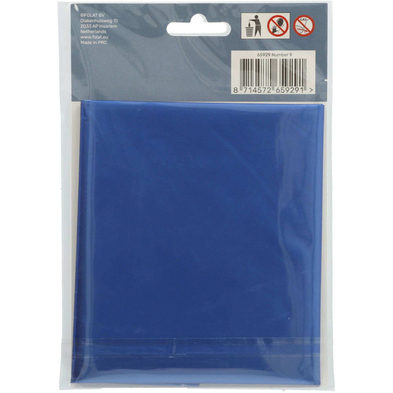 Cijfer Ballon 9 - Mat Blauw - 86 cm