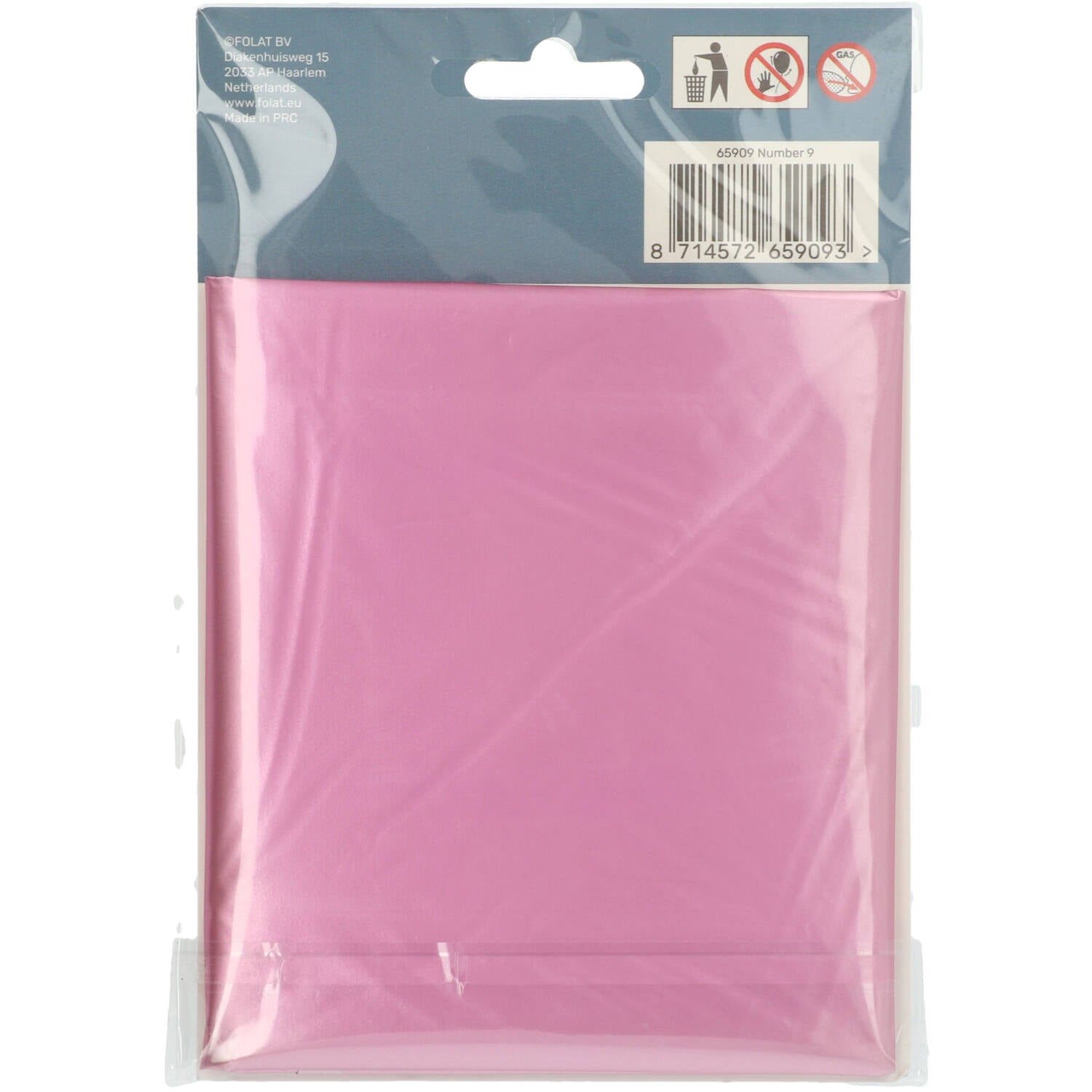 Cijfer Ballon 9 - Mat Roze - 86 cm
