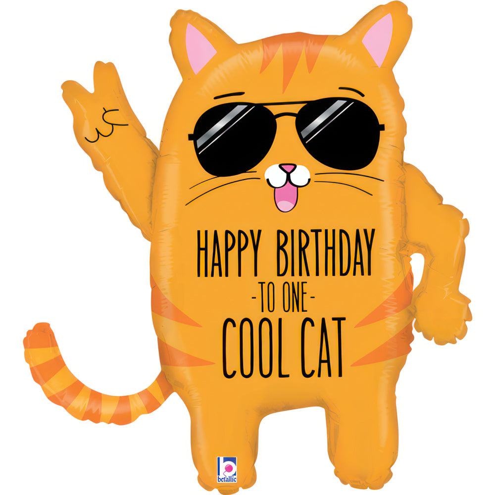Cool Cat Birthday Folie Ballon - 84 cm