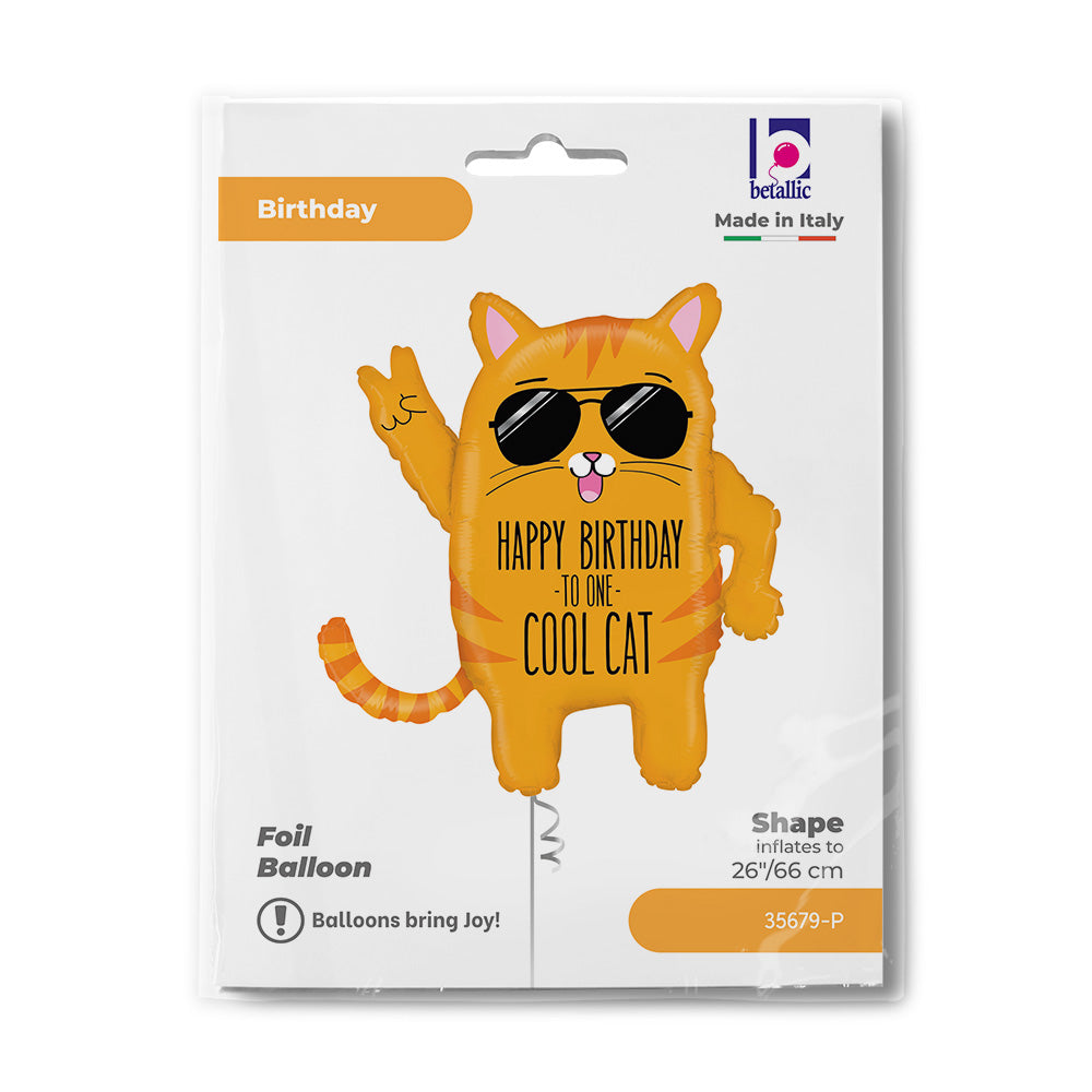 Cool Cat Birthday Folie Ballon - 84 cm