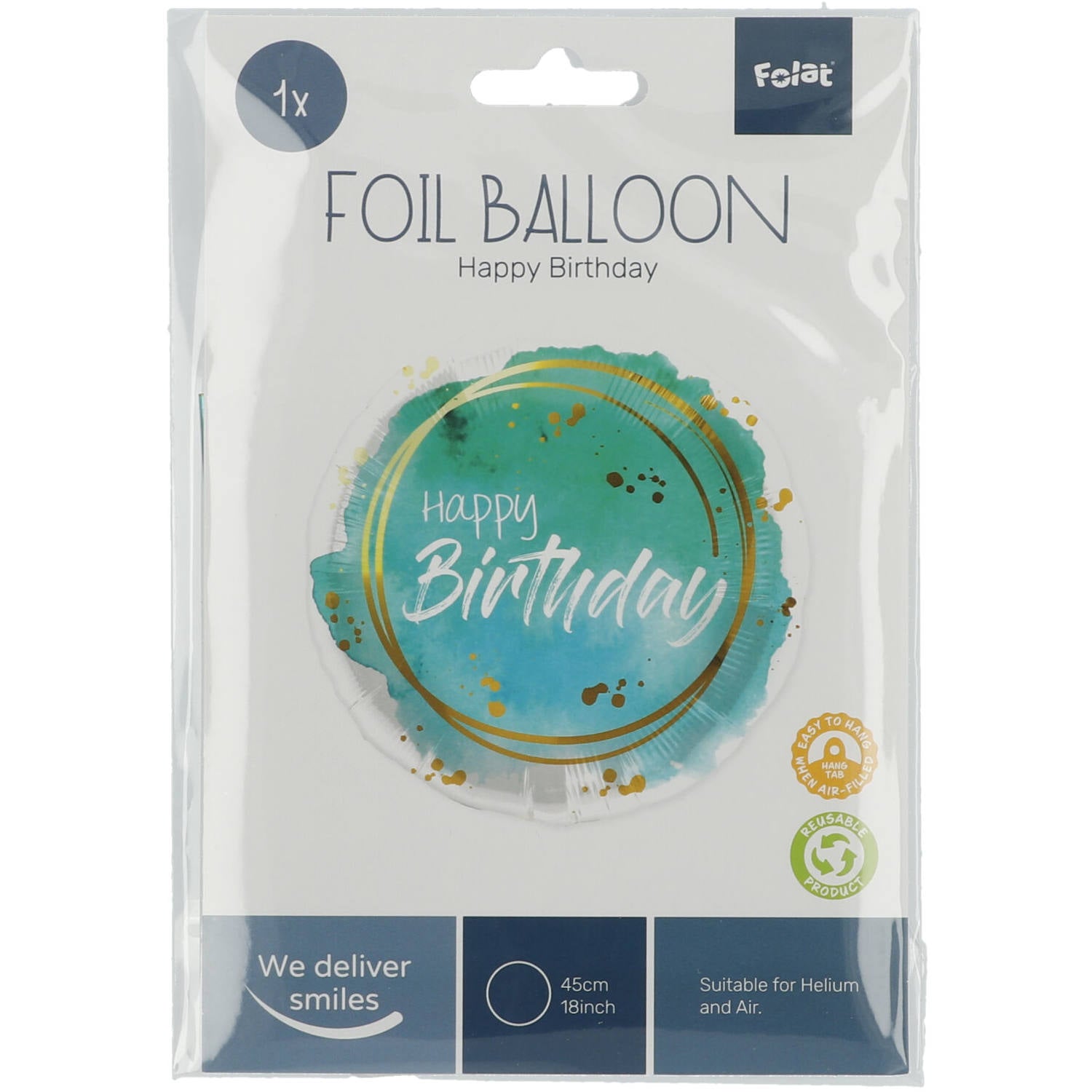 Happy Birthday Aquarelle Aqua Folie Ballon - 46 cm