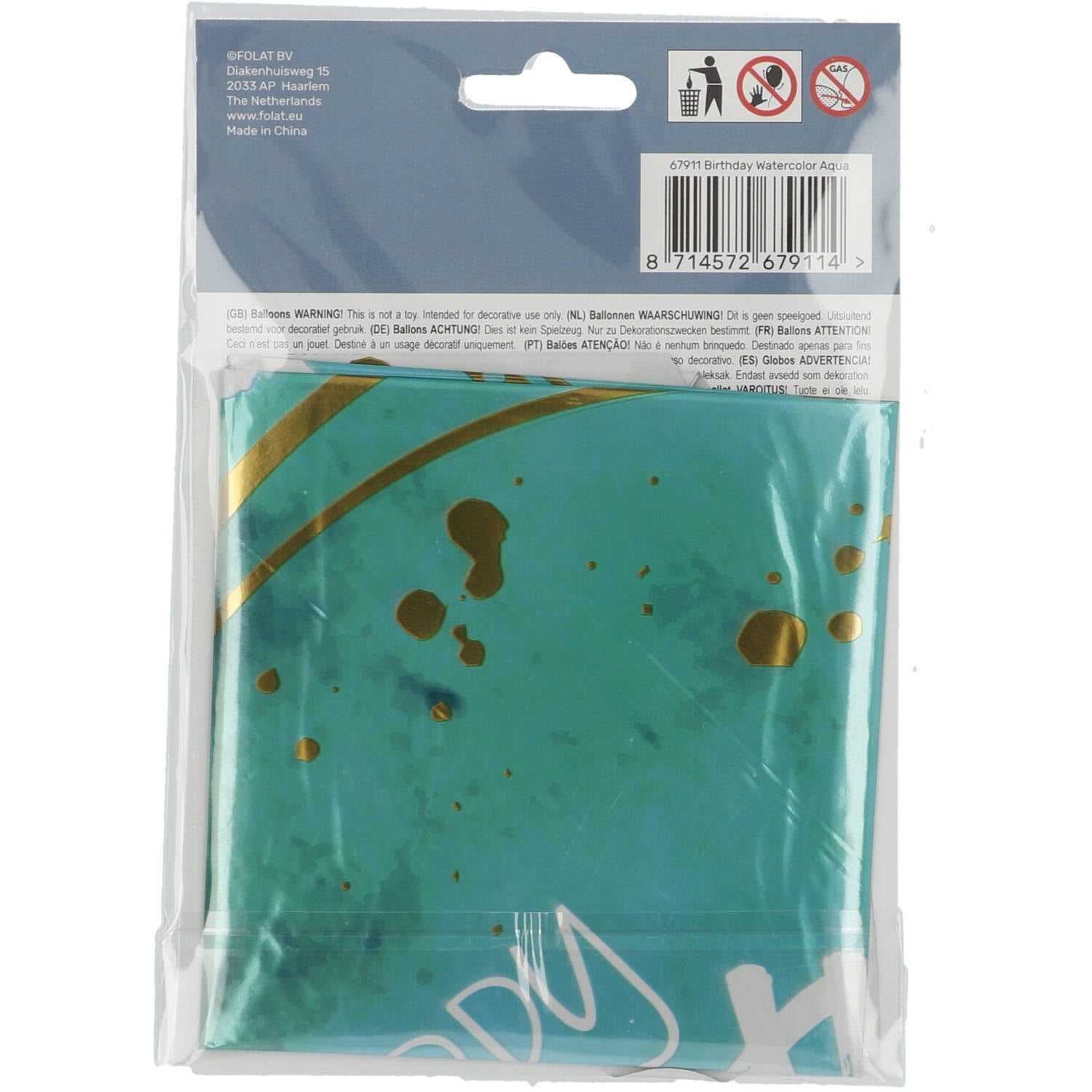 Happy Birthday Aquarelle Aqua Folie Ballon - 46 cm