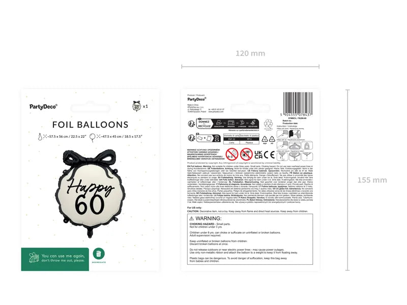 Happy 60 Folie Ballon - 46 cm