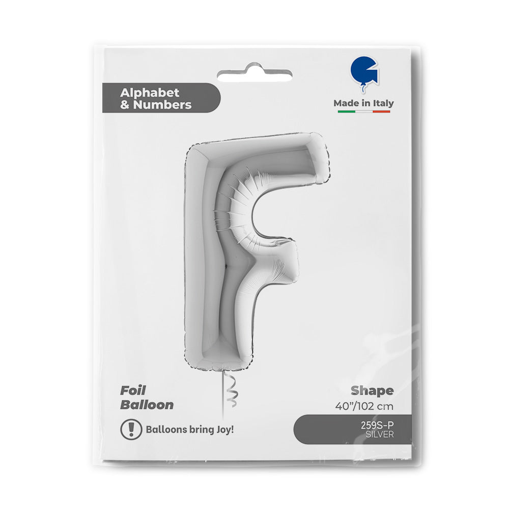 Letter Ballon F Zilver 102 cm