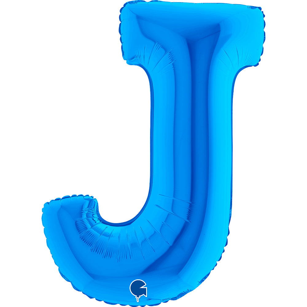 Letter Ballon J Blauw - 102 cm