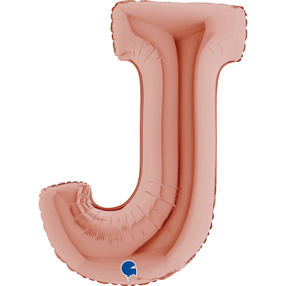Letter Ballon J Rose Goud - 102 cm