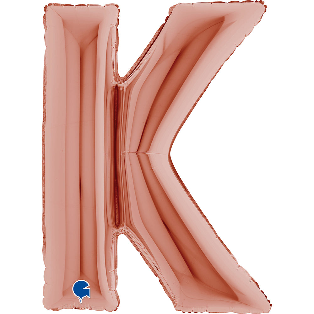 Letter Ballon K Rose Goud - 102 cm