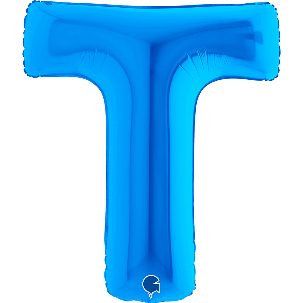 Letter Ballon T Blauw - 102 cm