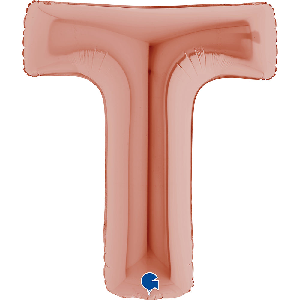 Letter Ballon T Rose Goud - 102 cm
